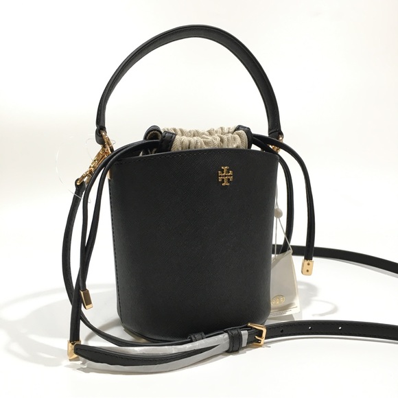 Tory Burch Emerson Mini Bucket Bag / Crossbody -Black -NWT - Picture 9 of 13